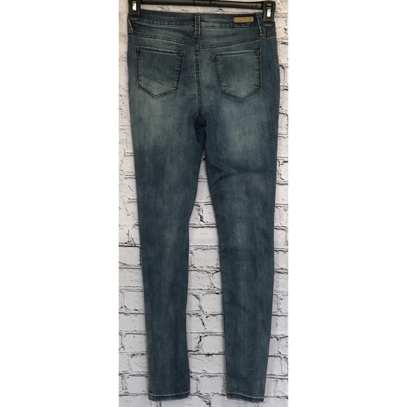 TRUE CRAFT Junior Jeans Mid Rise Skinny Size 3 Distressed Blue 5 Pocket EUC - Picture 4 of 7